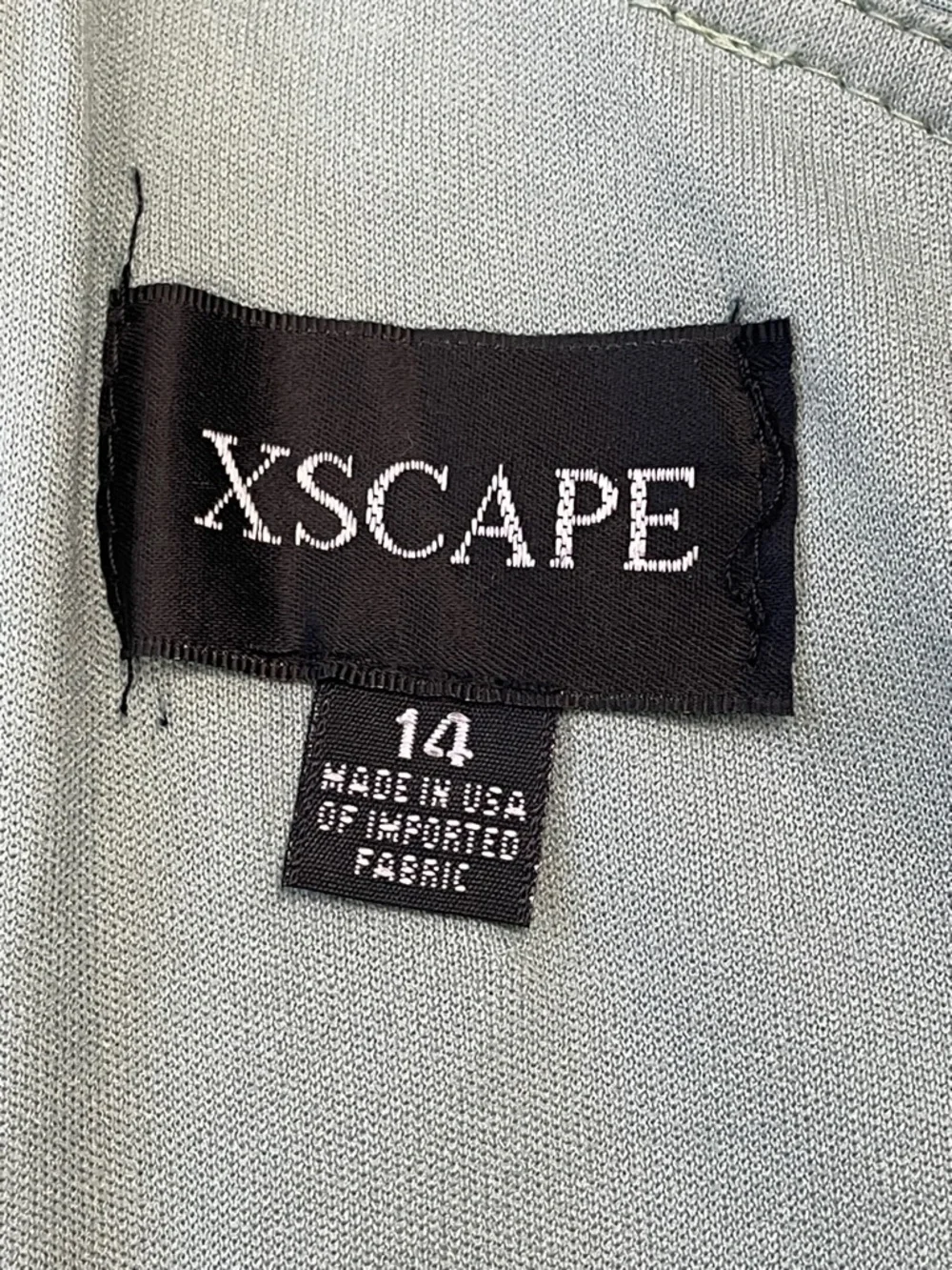 New Xscape Ruffled One Shoulder Scuba Gown Maxi Dress Sage Sz 14